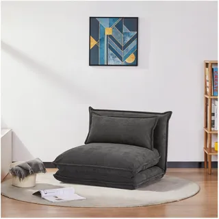 [en.casa] Schlafsessel Umeå Cord 59 x 85,5 x 67 cm Grau mit Kissen