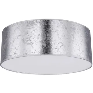 Deckenlampe mit Bluetooth Lautsprecher 40 cm Schlafzimmerlampe silber Deckenlampe Wohnzimmer, Blattsilber Design, 3x E27, H 17,5 cm
