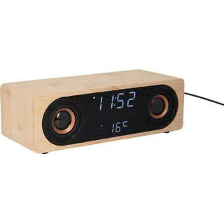 Karlsson - Wecker Classic BT Lautsprecherradio m. Telefonladegerät - Bambus - Braun