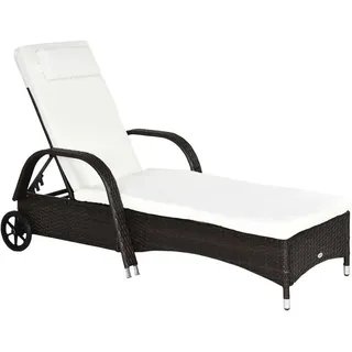 Outsunny Sonnenliege 200 x 73 x 103 cm Beige/Braun/Mehrfarbig