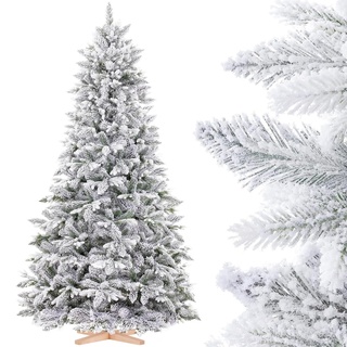 Premium künstlicher Weihnachtsbaum| Holzständer | Christmas Tree 220 cm, Nordmanntanne beschneit FT27-220 FairyTrees