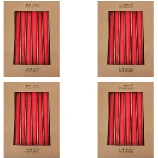 Stabkerzen 40er-Set | Rot | Höhe 25 cm ø 2,2 cm | Brenndauer 7 Stunden - Premium Qualität | einfarbige Spitzenkerzen | pajoma®