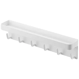 YAMAZAKI SMART Magnetisches Schlüsselbrett mit Ablage aus Stahl - mit 6 Schlüsselhaken, Magnetbefestigung/Schrabmontage - 4,5 x 24,5 x 6 cm, japanisches Design, weiß