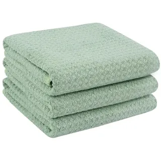 LuxusKollektion Geschirrtuch Microfaser Geschirrtücher Grün Super Saugfähig Waffelgewebe 3er Pack