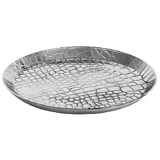 Broste Copenhagen Kerzentablett Croco Aluminium silber silberfarben 13 cm x 13 cm
