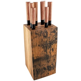 Exklusiver Kai Shun Seki Magoroku Redwood Messerblock | handgefertigter-Messerblock (Eiche) | bestückt mit 8 ultrascharfen japanischen Küchenmesser VK: 779,- €