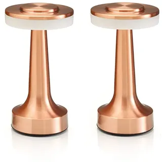 Auraglow Wiederaufladbare LED-Tischlampe aus Kupfer, Touch-Steuerung, kabellos, perfekt für Nachttische, Hotels und Restaurants, Doppelpack