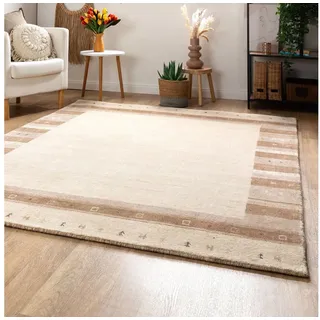 Steffensmeier Wollteppich Zagros, Rechteckig, Gabbeh Teppich, handgeknüpft beige 90 cm x 160 cm