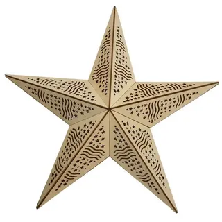 Thomas Philipps Dekostern Weihnachtsstern Dekostern Stern aus Holz 15 LED warmweiß