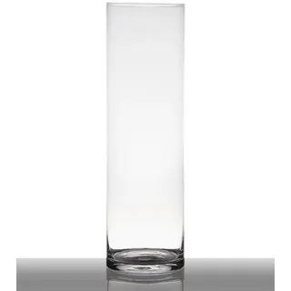 INNA-Glas Dekovase Große Vase Glas Sansa, Zylinder - rund, klar, 50cm, Ø 15cm - Glasvase weiß
