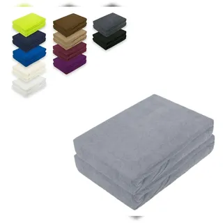EXKLUSIV HEIMTEXTIL Spannbettlaken Frottee 90 - 100 x 200 cm grau 2 St.