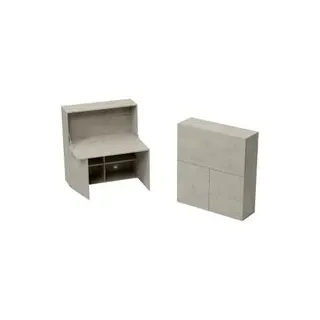 Homeoffice Sekretär, Tischplatte B 1200 x H 600 mm, Kabeldurchlässe/Systemschiene/Klappfach, B 1200 x T 380 x H 1320 mm, Holz, Ceramic grey