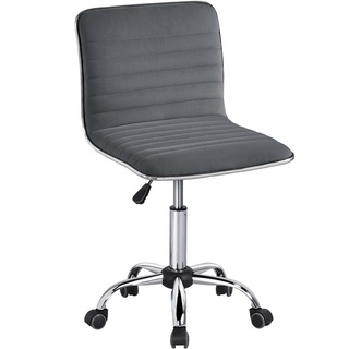 Yaheetech Bürostuhl Schreibtischstuhl Ergonomisch, Drehstuhl ohne Armlehne, Chefsessel mit Laufrollen, aus Samtstoff, höhenverstellbarer, 360° f...