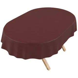 ANRO Tischdecke DanceDirty abwaschbar Leinenoptik wetterfest Falschuni Modern (Einzelstück 1-tlg, eine Tischdecke), Stofftischdecke schmutzabweisend 160x140cm Uni Bordeaux rot Oval | 140 cm x 160 cm
