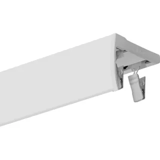 Voppi Aluminium Gardinenschiene mit Blende 2-läufig 400 cm weiß, silent Gleiter mit Klammern und Haken, Vorhangschiene, Deckenmontage - Weiß