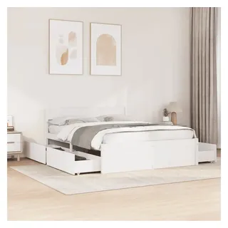 vidaXL Massivholzbett ohne Matratze Weiß 160x200 Kiefernholz