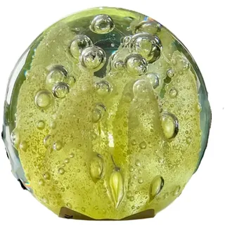 Dirk Davids Leuchten GmbH Ornament Glas Koralle Gelb, Blumen Kugel, Briefbeschwerer Glaskugel, Meer Pflanzen Ornament Ø8x8cm