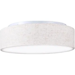 Zedelmaier Deckenlampe Stoff Rund 38cm E27x2 max.40W Deckenleuchte Stoffschirm Wohnzimmer Schlafzimmer Küche Flur Kinderzimmer Lampe Decke Lampenschirm (Leinen-beige, Ø38cm)