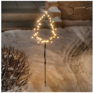 esotec Solarleuchte Metall 46/66/86 cm 60 LEDs warmweiß schwarz