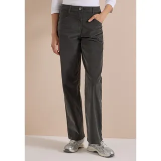 Cordhose CECIL, Damen, Gr. 27, Länge 30, grau (easy khaki), Cord, 98% Baumwolle, 2% Elasthan, unifarben, loose fit lang, Hosen Cordhose, 5-Pocket-Style
