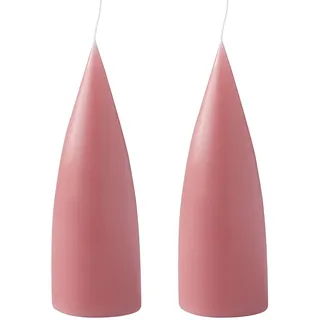 Kunstindustrien® Stumpenkerzen, Hergestellt in Dänemark, 43 Farben verfügbar, Kegel Kerze, Durchgefärbte Stumpenkerze lange Brenndauer von 15 Stunden, Kerzen Deko, 2 Stück 6,5 x 16cm (Dunkles Altrosa)