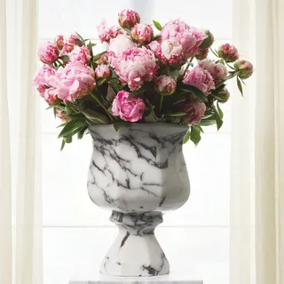 Casa Padrino Luxus Barock Marmor Vase Weiß H. 35,5 cm - Barock Deko Accessoires