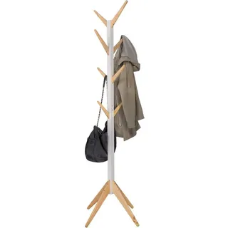 Woltu Kleiderständer, (1 St), mit 8 Haken, 180cm Höhe, aus Massive Holz beige