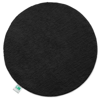 Floordirekt Badematte Sky, Badteppich in Rund, Dichtes, Flauschiges Wohlgefühl für Ihr Zuhause, Badvorleger rutschfest waschbar, schadstoffgeprüft (Schwarz, 120 cm (Rund))