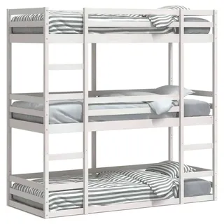 vidaXL Etagenbett Dreifach 90 x 190 cm Kiefer massiv weiß