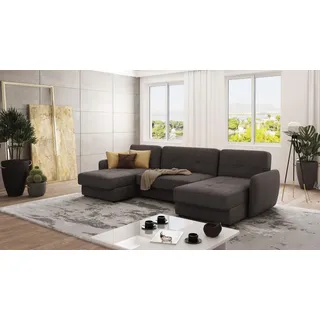 S-STYLE MÖBEL - Lento Wohnlandschaft mit Schlaffunktion und Bettkasten aus Braun - Khaki Luxusmicrofaser, B/T/H: 311 cm/ 147 cm/ 83 cm - Braun