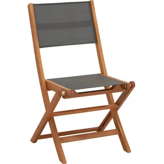 Ambia Garden Gartenklappstuhl, Braun, Grau, Holz, Textil, Eukalyptusholz, massiv, X-Form, 50x90x58 cm, klappbar, Gartenmöbel, Gartenstühle, Gartenklappstühle