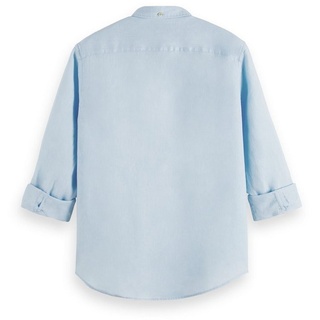 Scotch & Soda Langarmhemd Hemd Unifarbenes Leinenshirt mit anpassbaren (1-tlg) blau XL