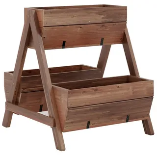 COSTWAY Hochbeet (1 St), 2 Etagen, mit 3 Pflanzkästen, 66x73x73 cm braun