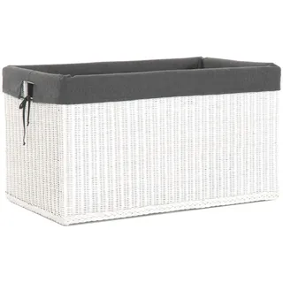 Krines Home Allzweckkiste Spielzeugkiste Rattan Truhe Aufbewahrung Korb Rattantruhe ohne Deckel, mit Inlett weiß 86 cm