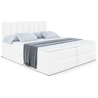 altdecor Boxbett, Weiß Hochglanz, Holzwerkstoff, H3, Höhe ca. 20 cm 140x200 cm Schlafzimmer, Betten, Boxspringbetten