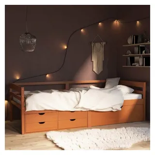vidaXL Massivholzbett 90 x 200 cm Honigbraun