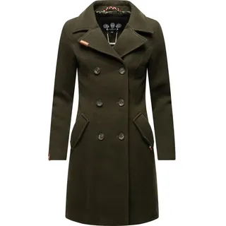 Marikoo Kurzmantel Nanakoo edler Damen Trenchcoat in Wollmantel-Optik grün XS (34)