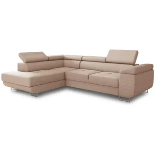 Sofnet Ecksofa Caris mit Schlaffunktion und einstellbare Kopfstützen, Cord Stoff, Wohnlandschaft mit Bettkasten, Couch, Sofa, Bettsofa (Pink (Poso 052), ... Couches, Wohnlandschaften, Ecksofas