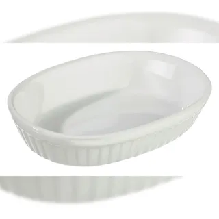 METRO PROFESSIONAL Auflaufform, Steingut, 18 x 13 x 3.5 cm, oval, stapelbar, weiß