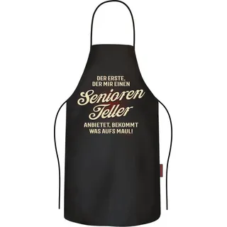 RAHMENLOS® Grillschürze Kochschürze Küchenschürze als Geschenk für Rentner: Seniorenteller schwarz