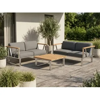 Zebra Belvedere Loungeset-11, Edelstahl, inkl. Polster aus Tuva medium grey