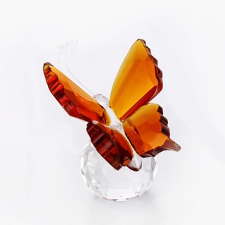 Lioaeust Kristall-Schmetterlingsfigur, Schmetterlings-Ornamente, Basteln, Glas, Briefbeschwerer, Heimdekoration, Hochzeitsdekoration für Wohnzimmer (Bernsteinfarben)