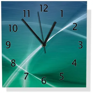 Wallario Wanduhr Abstrakte Formen und Linien in blau grün türkis (Aluverbunduhr) grün