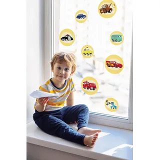 KOMAR Fensterbild Cars Ka-Chow Bubbles - Größe 30 x 30 cm, 2 Bogen - Fenstersticker, Disney, Kinderzimmer, Babyzimmer, Auto