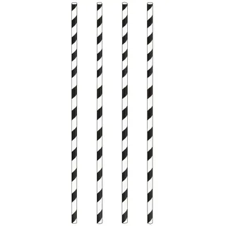 VEPATIM 150 Trinkhalme aus Papier dick schwarz gestreift Ø8mm 25cm