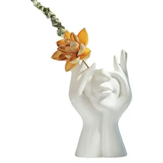 Blumenvase, weiblicher Kopf, weiße Keramik, für Innen- und Außenbereich, Tischdekoration