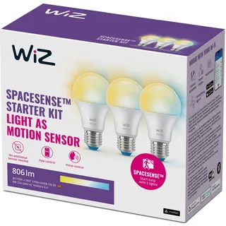 WiZ Smart LED A60 Bulb, Warm to Cool White, E27-Sockel, 60W, 806 Lumen, dimmbar, funktioniert mit Alexa, Google Assistant, und Apple HomeKit, 3er Pack