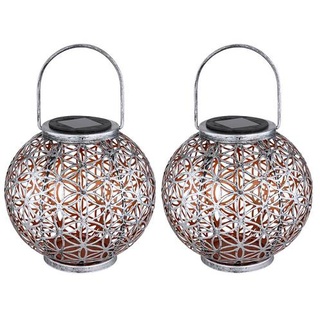 Solar Lampe Outdoor Solarleuchte orientalisch LED Solar Laterne Außen, Lichteffekt Lebensblume, 1x LED warmweiß, DxH 20x29 cm, Terrasse Garten, 2er