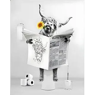 QPLGTU Badezimmer Tier Dekoration Bilder, Interessante Tier Poster Dekoration Bilder, Bad Kuh Poster Dekoration Leinwand Gemälde, Rahmenlos (Stil 5,60x90cm*1)