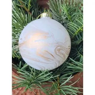 Christbaumkugel Mable, weiß-gold, matt